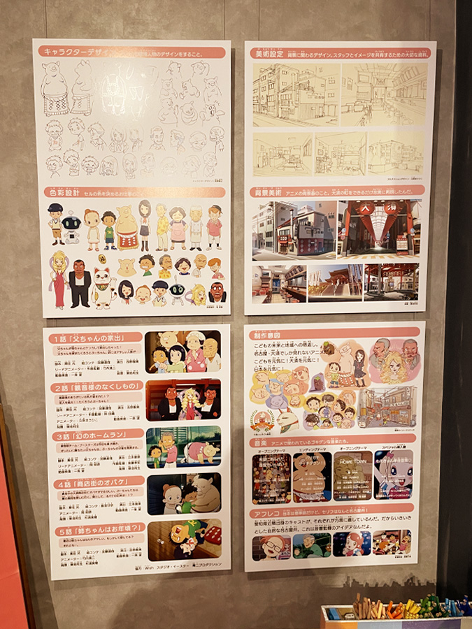 サイクロングラフィックスのショートアニメ展その３「大須のぶーちゃん」の展示コーナー